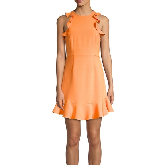 Likely Fanning Ruffle Dress, Mandarin Orange - Picture 1 of 7